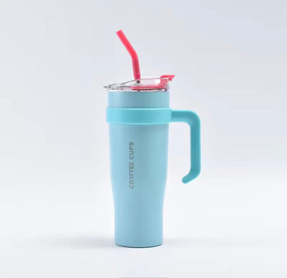 40oz Insulated Gradient Tumbler With Lid, Stainless Steel Car Mug With Straw, Stainless Steel Vacuum Insulated Car Mug