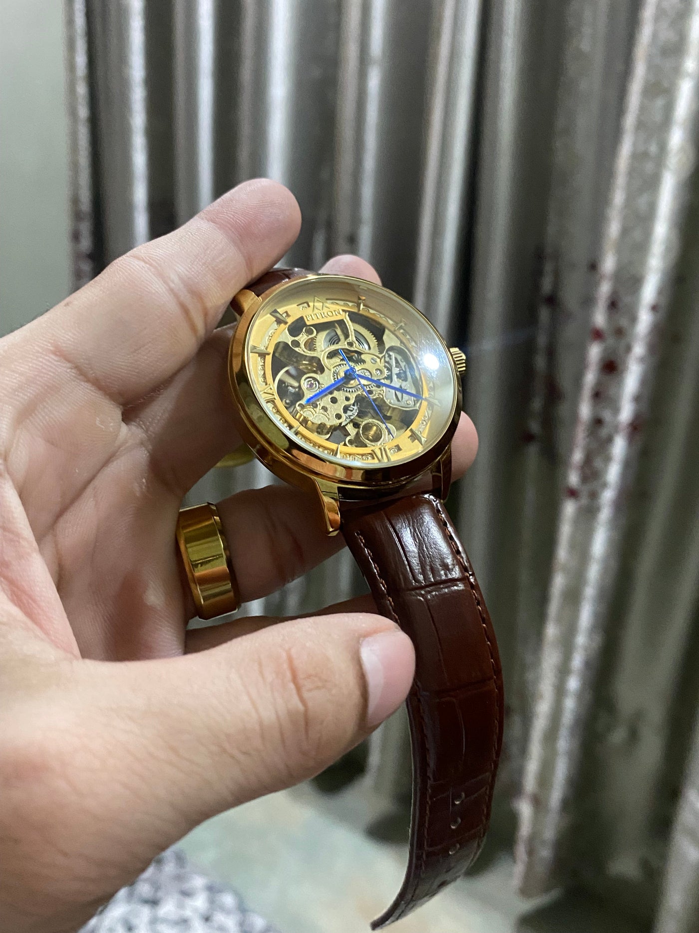 Fitron Skeleton leather strap (Gold)