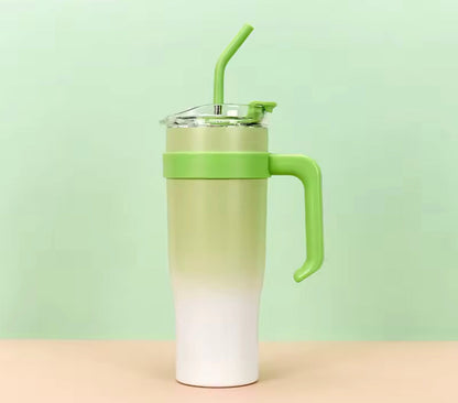 40oz Insulated Gradient Tumbler With Lid, Stainless Steel Car Mug With Straw, Stainless Steel Vacuum Insulated Car Mug