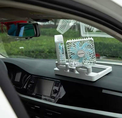 Rechargeable Dual Solar Fan, Small Cooling Ventilator, Rechargeable Outdoor Fan