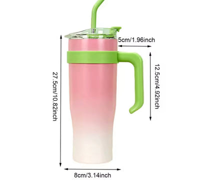 40oz Insulated Gradient Tumbler With Lid, Stainless Steel Car Mug With Straw, Stainless Steel Vacuum Insulated Car Mug