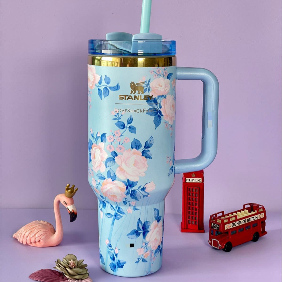 Stainless Steel Flower Design Tumbler With Lid, Vacuum Insulated Car Mug, Thermal Iced Bottle