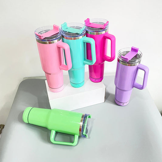 Double Vacuum Bluetooth Audio Car Tumbler, Tumbler With Handle Lid Straw, Stainless Steel Vacuum Insulated Car Mug, Thermal Iced Bottle