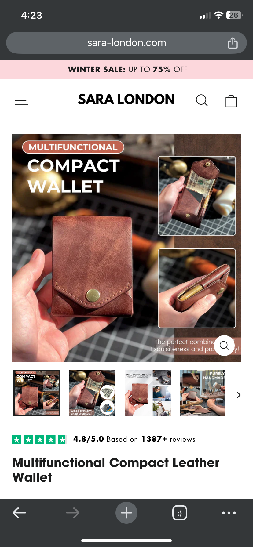 Waterproof Multifunctional Compact Wallet Handmade PU Leather Built-in Pen Slot Slim Minimalist Wallet