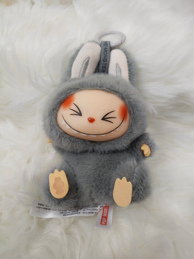 Labubu Monster Anime Character Plush Keychain - 1 PC (HeHe Gray)