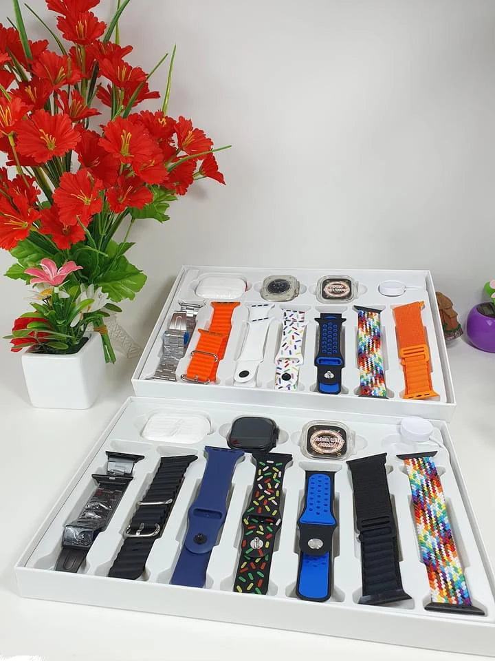 I20 Ultra Max Suit Smart Watch 10-in-1 Bundle | 7 Straps, Earbuds included