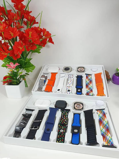 I20 Ultra Max Suit Smart Watch 10-in-1 Bundle | 7 Straps, Earbuds included