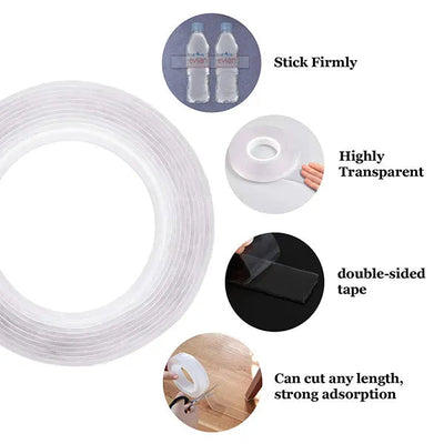 Ultra Strong Reusable Nano Double Sided Tape – Transparent, Washable & Traceless