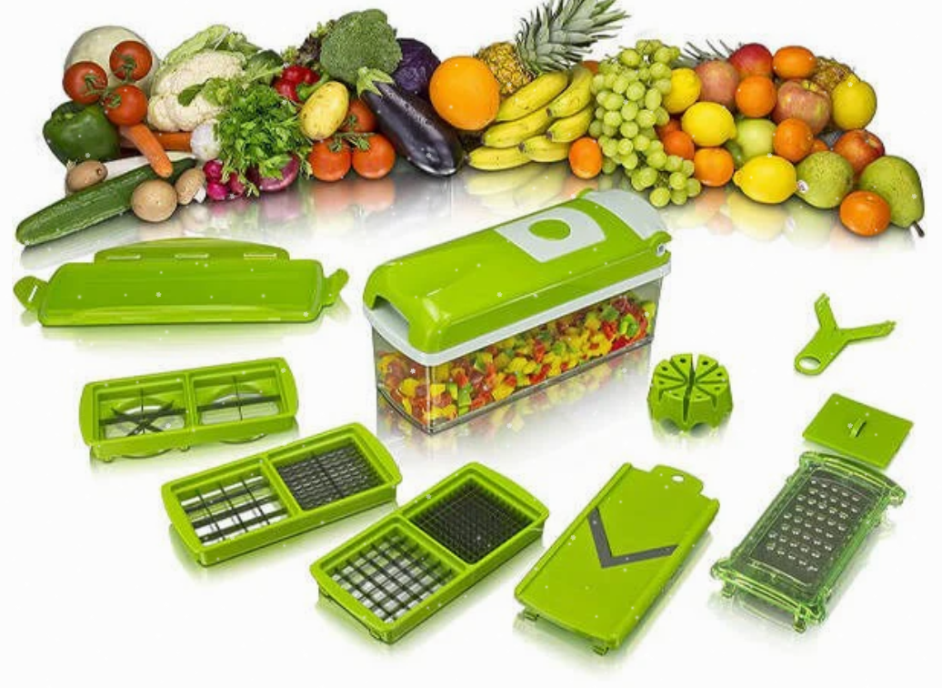 12-in-1 Multipurpose Vegetable Chopper, Dicer, Slicer & Grater with Stainless Steel Blades