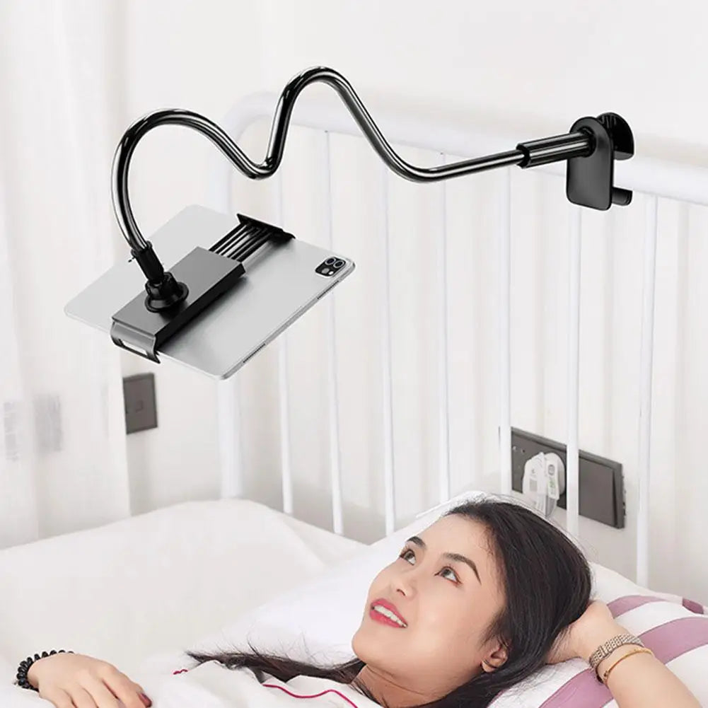 Gooseneck Bed Phone Holder, Flexible Long Arm Clip On Phone Holder for Bed, Desk, Headboard, Bedside, 360 Adjustable Cell Phone Clamp Mount Stand, All 4-7" Cellphone