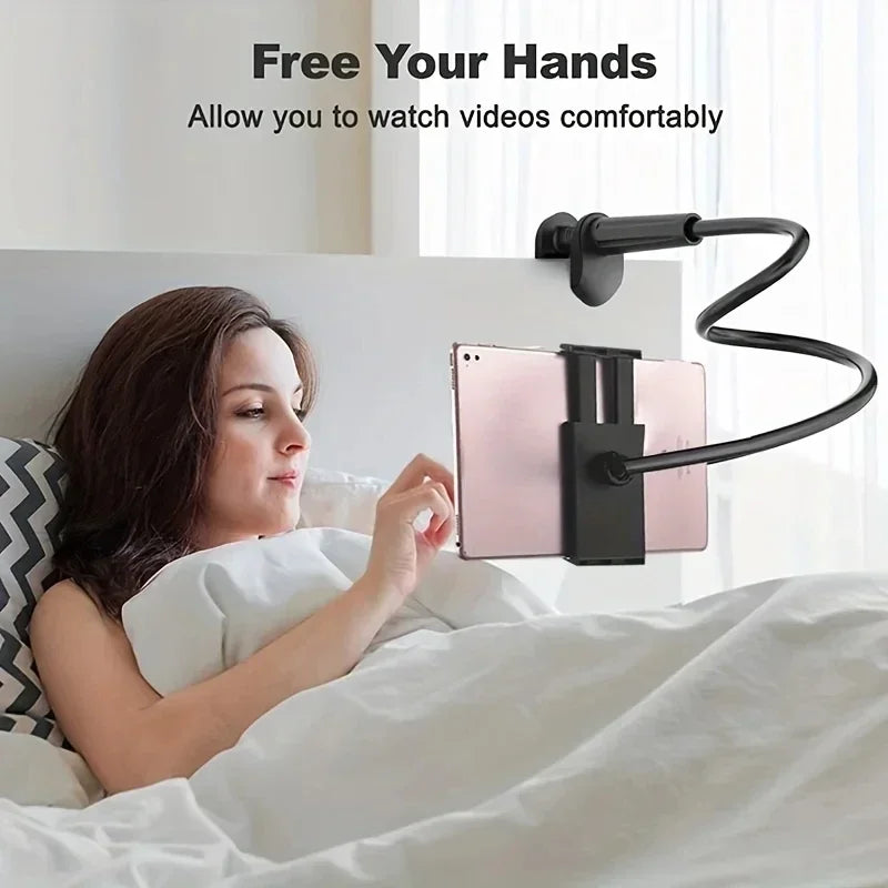 Gooseneck Bed Phone Holder, Flexible Long Arm Clip On Phone Holder for Bed, Desk, Headboard, Bedside, 360 Adjustable Cell Phone Clamp Mount Stand, All 4-7" Cellphone