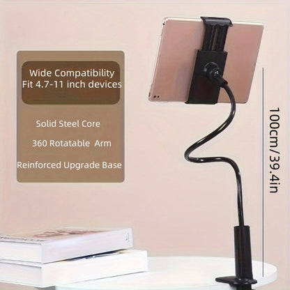 Gooseneck Bed Phone Holder, Flexible Long Arm Clip On Phone Holder for Bed, Desk, Headboard, Bedside, 360 Adjustable Cell Phone Clamp Mount Stand, All 4-7" Cellphone