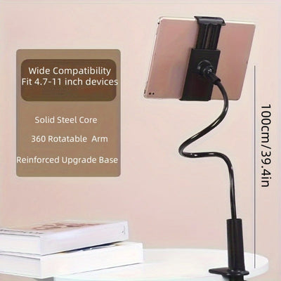 Gooseneck Bed Phone Holder, Flexible Long Arm Clip On Phone Holder for Bed, Desk, Headboard, Bedside, 360 Adjustable Cell Phone Clamp Mount Stand, All 4-7" Cellphone