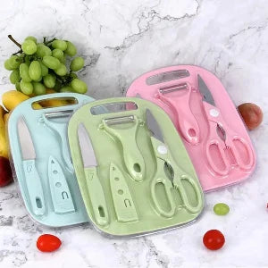 4-in-1 Kitchen Utility Set – Knife, Scissors, Peeler & Mini Cutting Board