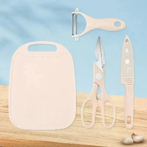 4-in-1 Kitchen Utility Set – Knife, Scissors, Peeler & Mini Cutting Board