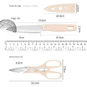 4-in-1 Kitchen Utility Set – Knife, Scissors, Peeler & Mini Cutting Board