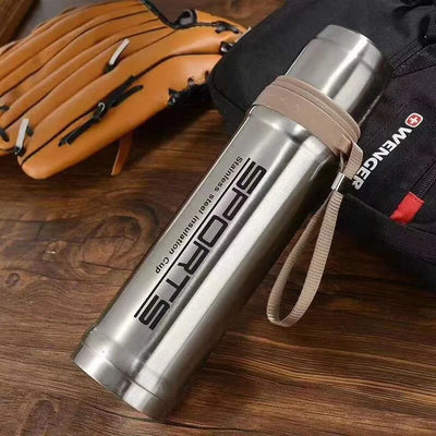 Stainless Steel Sports Water Bottle – 750ml Hot & Cold Thermos Flask