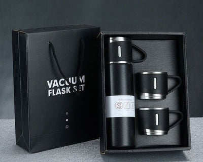 Premium Vacuum Flask Set – 500ml Thermos Bottle with 3 Stainless Steel Cups