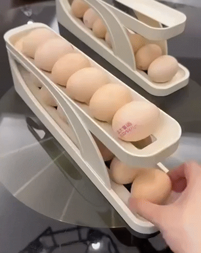 Automatic Rolling Egg Rack – Space-Saving Egg Organizer for Fridge & Kitchen