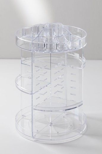 360° Rotating Diamond Cut Cosmetic Organizer –  Adjustable & Space-Saving