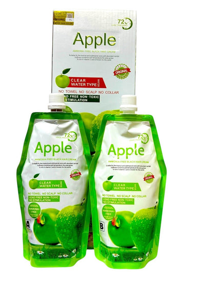 Apple Ammonia-Free Black Hair Cream – 3-in-1 Hair Color, Shampoo & Conditioner | 500ml | Long-Lasting, Grey Coverage for Men & Women