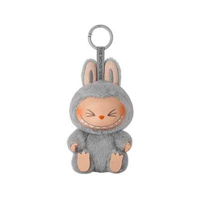 Labubu Monster Anime Character Plush Keychain - 1 PC (HeHe Gray)