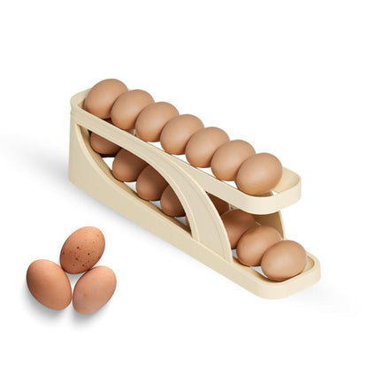 Automatic Rolling Egg Rack – Space-Saving Egg Organizer for Fridge & Kitchen
