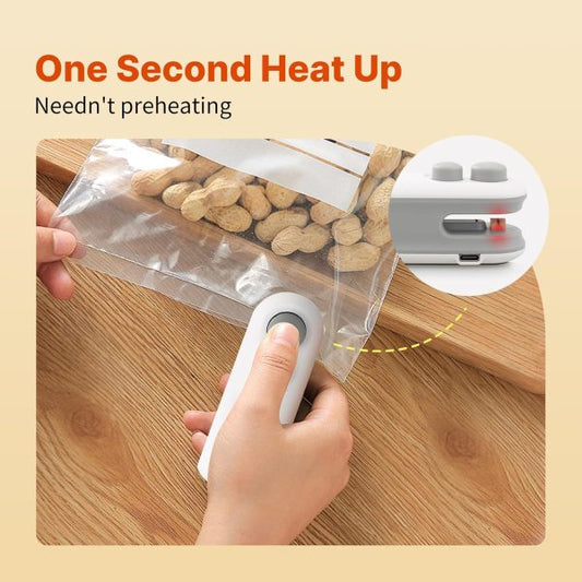 2-in-1 Heat Sealing & Cutting Machine – USB Rechargeable Mini Food Bag Sealer