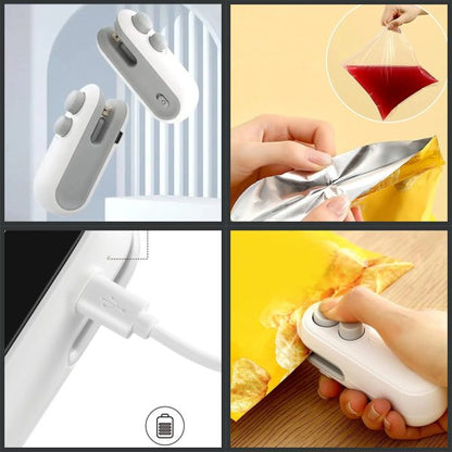 2-in-1 Heat Sealing & Cutting Machine – USB Rechargeable Mini Food Bag Sealer