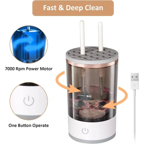 Electric Makeup Brush Cleaner Machine – Portable & Silent Deep Cleaning Spinner for Cosmetic Brushes