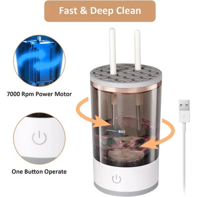 Electric Makeup Brush Cleaner Machine – Portable & Silent Deep Cleaning Spinner for Cosmetic Brushes