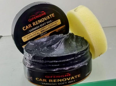Qifenghe Car Plastic Restorer & Wax Polish – 200gm + Sponge | Interior & Exterior Renewal Coating