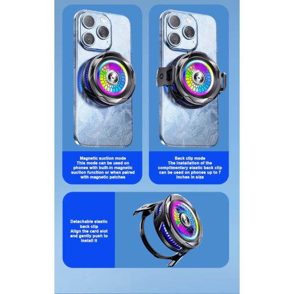 Sl-25 15w High Power Mobile Phone Original Cooler Radiator With Magnetic/clip, Fast Ice Cooling, And Rgb Led Light
