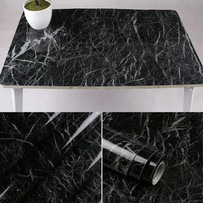Self-Adhesive Black Marble Sheet – Waterproof Kitchen Counter & Cabinet Sticker (60x200cm)