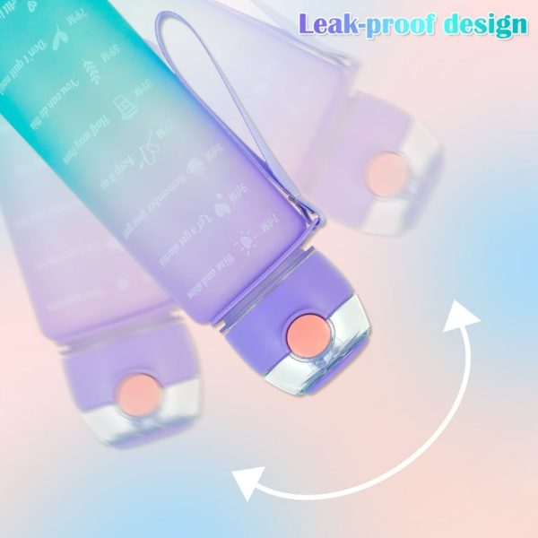 Sports Water Bottles 3 Pcs Set - With Motivational Time Marker & Leak Proof Flip Top Lid  (Random Color)