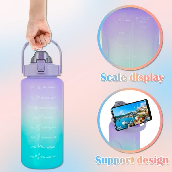 Sports Water Bottles 3 Pcs Set - With Motivational Time Marker & Leak Proof Flip Top Lid  (Random Color)