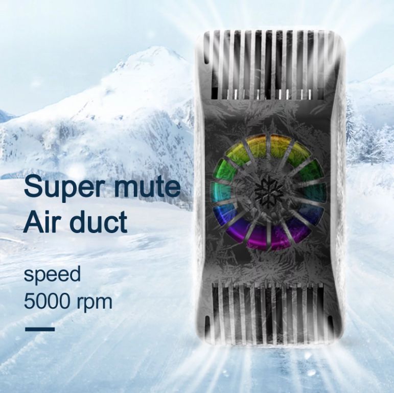 Z16 Mobile Cooler Radiator Stretchable for 4.5 to 6.5 Inches Phones Semiconductor Phone Cooling Bracket with Silent Fan for Video Watchin Gaming Lives