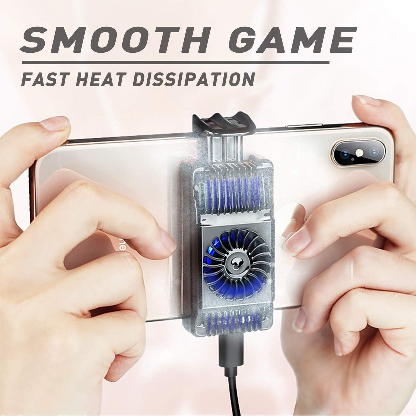 Z16 Mobile Cooler Radiator Stretchable for 4.5 to 6.5 Inches Phones Semiconductor Phone Cooling Bracket with Silent Fan for Video Watchin Gaming Lives