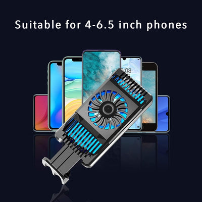 Z16 Mobile Cooler Radiator Stretchable for 4.5 to 6.5 Inches Phones Semiconductor Phone Cooling Bracket with Silent Fan for Video Watchin Gaming Lives